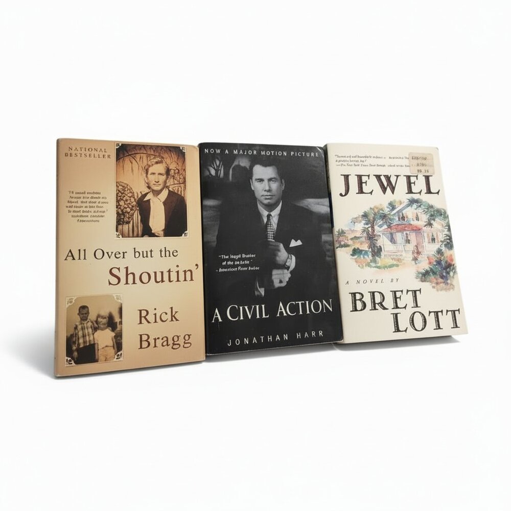 Modern Black & White Paperback Book Stack Set of 3 Decor Staging Home Office